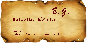 Belovits Génia névjegykártya
